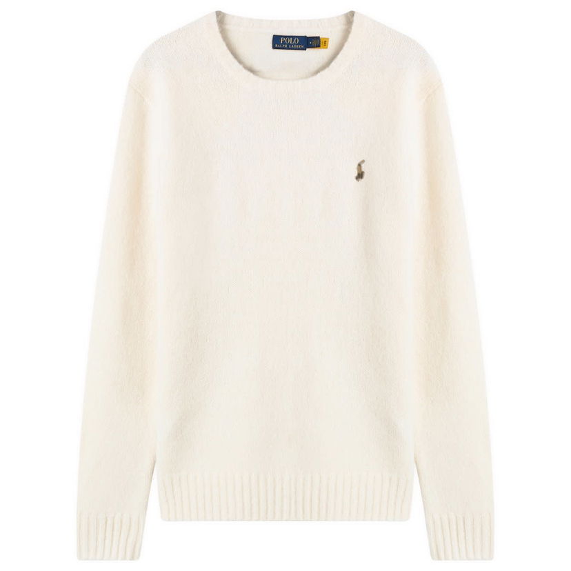 Villapaita Polo by Ralph Lauren Brushed Shetland Knit Jumper Valkoinen | 710918805509-NAT