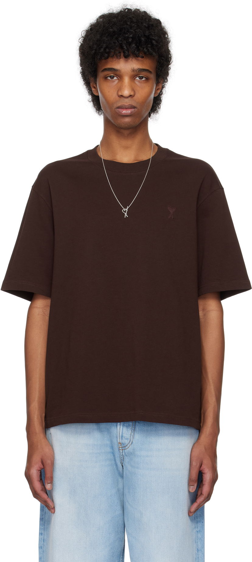 T-paita AMI AMI Paris Cotton Tonal Ami de Coeur T-Shirt Ruskea | UTS074.726