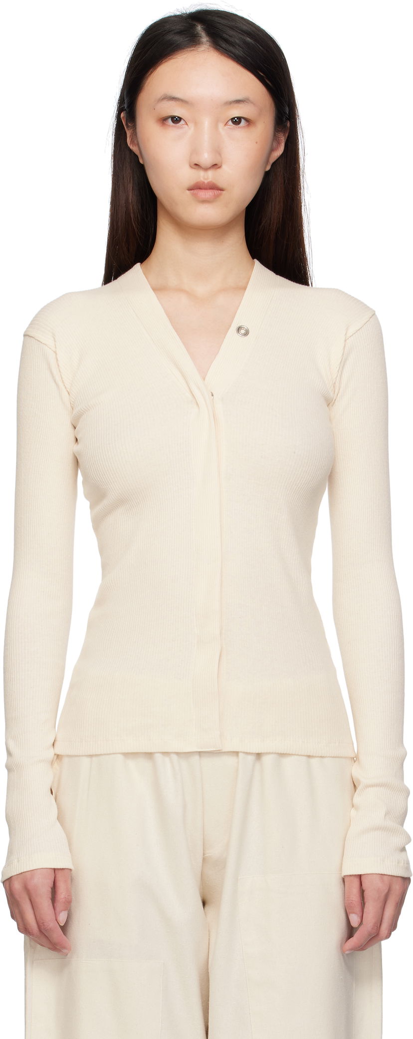 Villapaita Baserange Baserange Tav Snaps Cardigan Beige | TOTVCS-RC-SU25