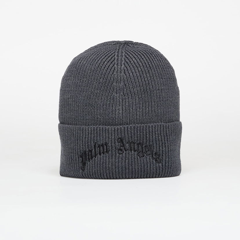Pipo Palm Angels Curved Logo Beanie Anthracite/ Black Universal Musta | PMLC030F25KNI0021110