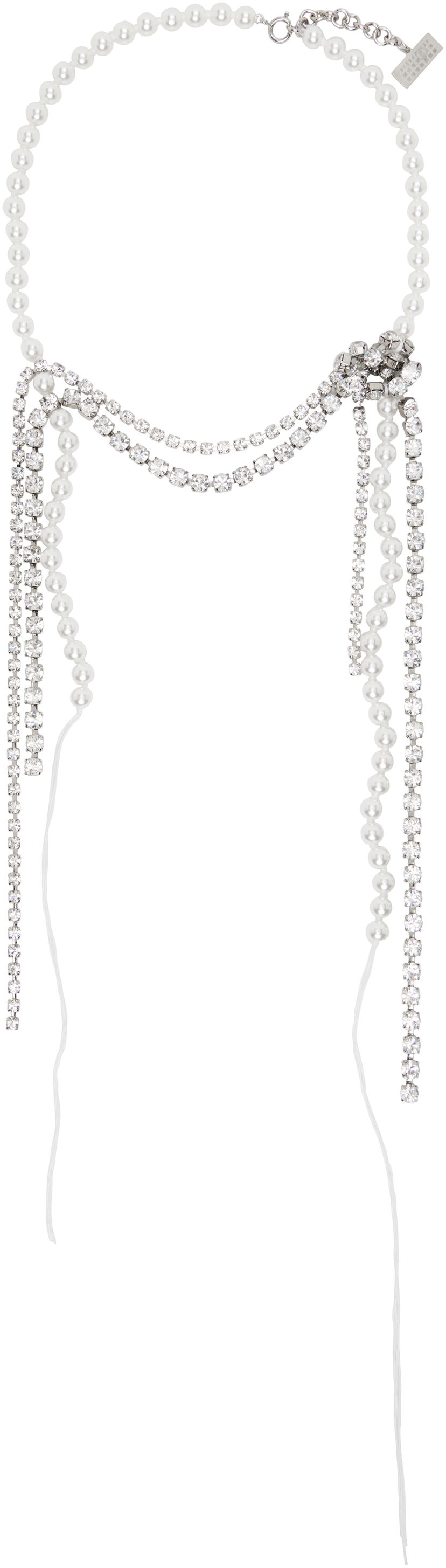Kaulakoru Maison Margiela MM6 Maison Margiela Object Trouve Pearl & Crystal Necklace Valkoinen | SM7UU0082 P7352