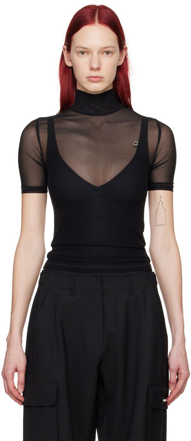 T-paita Coperni Coperni Semi-Sheer High Neck Top Musta | COPJS20BIS557