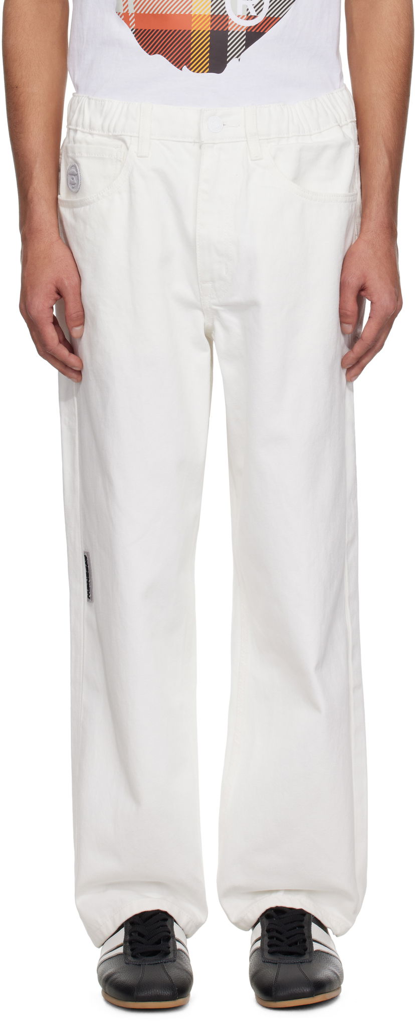 Housut AAPE by A Bathing Ape AAPE by A Bathing Ape 'AAPE Now' Moonface Logo Jeans Valkoinen | AAPPTMB662XAOWHX