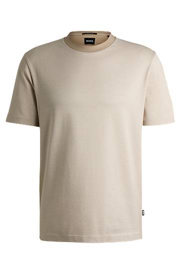 T-paita BOSS Mercerized Cotton T-Shirt with Micro Pattern Beige | 50534030