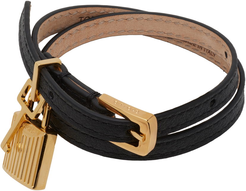 Rannerengas Tom Ford TOM FORD Grain Leather Padlock Bracelet Musta | JW158-LCL490G