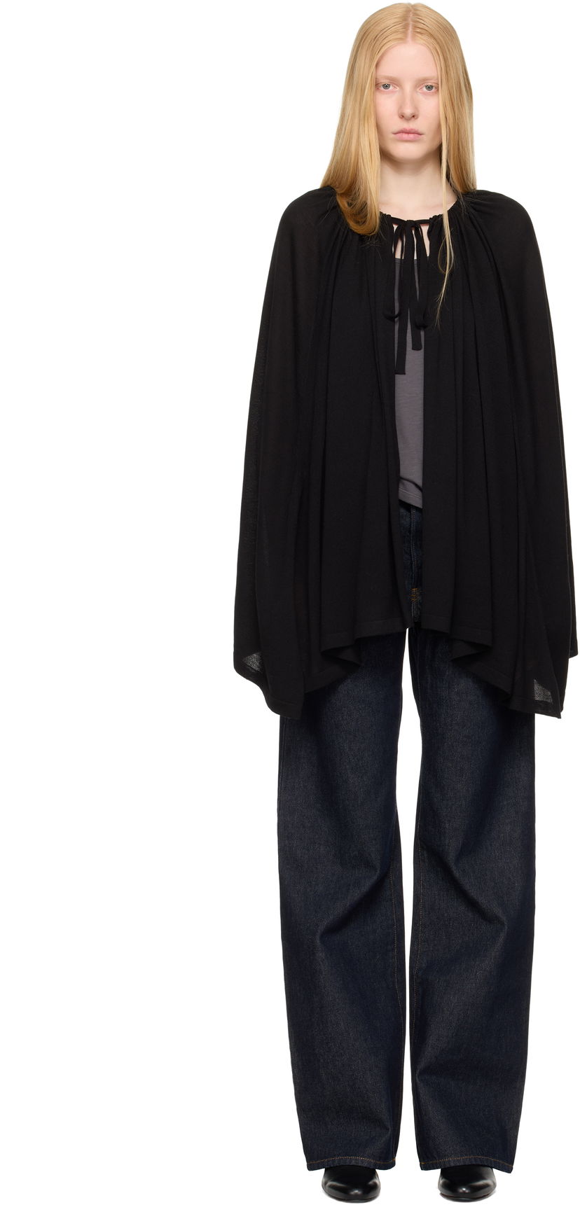 Takki TOTEME TOTEME Drawstring Cape Musta | 252-WRT0551-YA0190