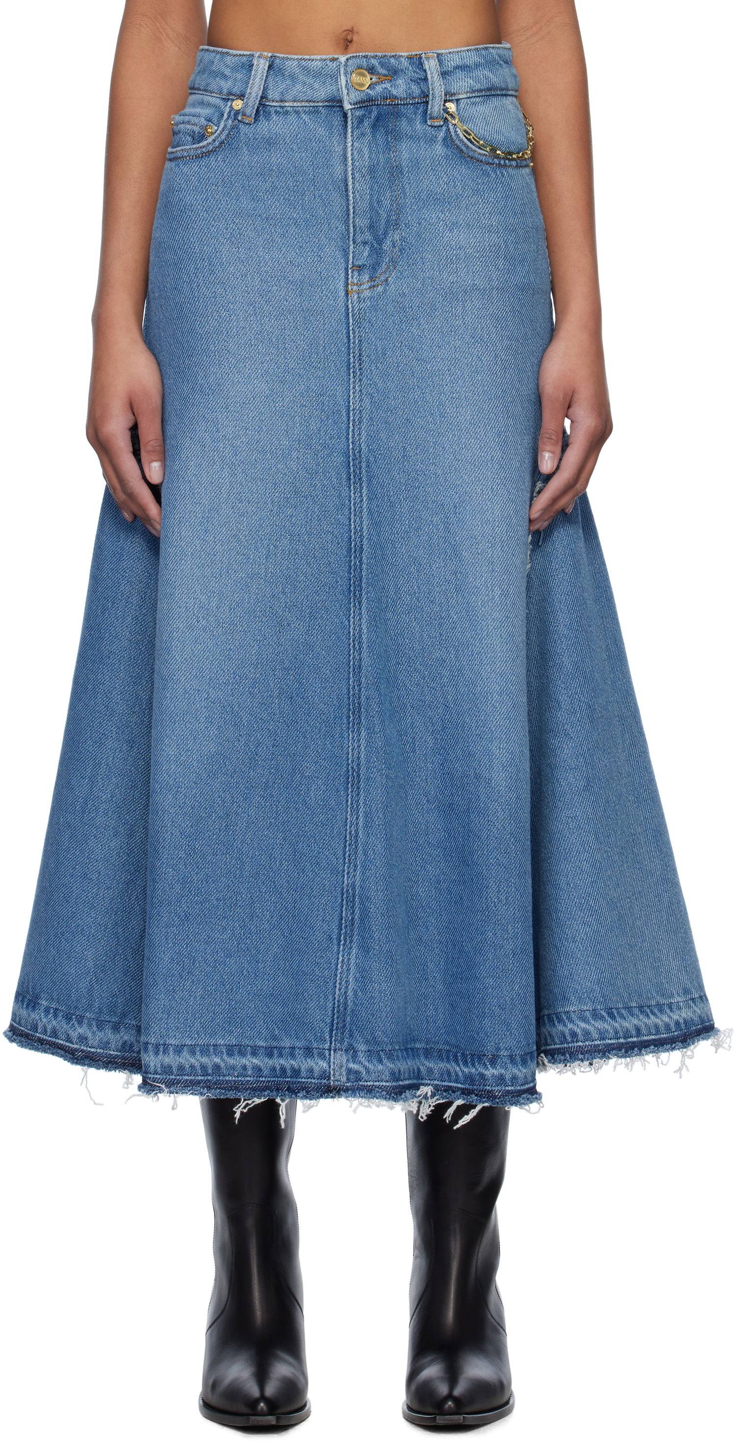 Hame GANNI GANNI Denim Midi Skirt Sininen | J1601, 0