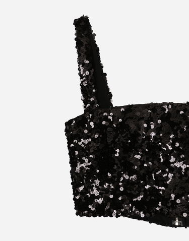 Crop top Dolce & Gabbana Sequined Crop Top With Straps Musta | F79AATHLMZMN0000, 2