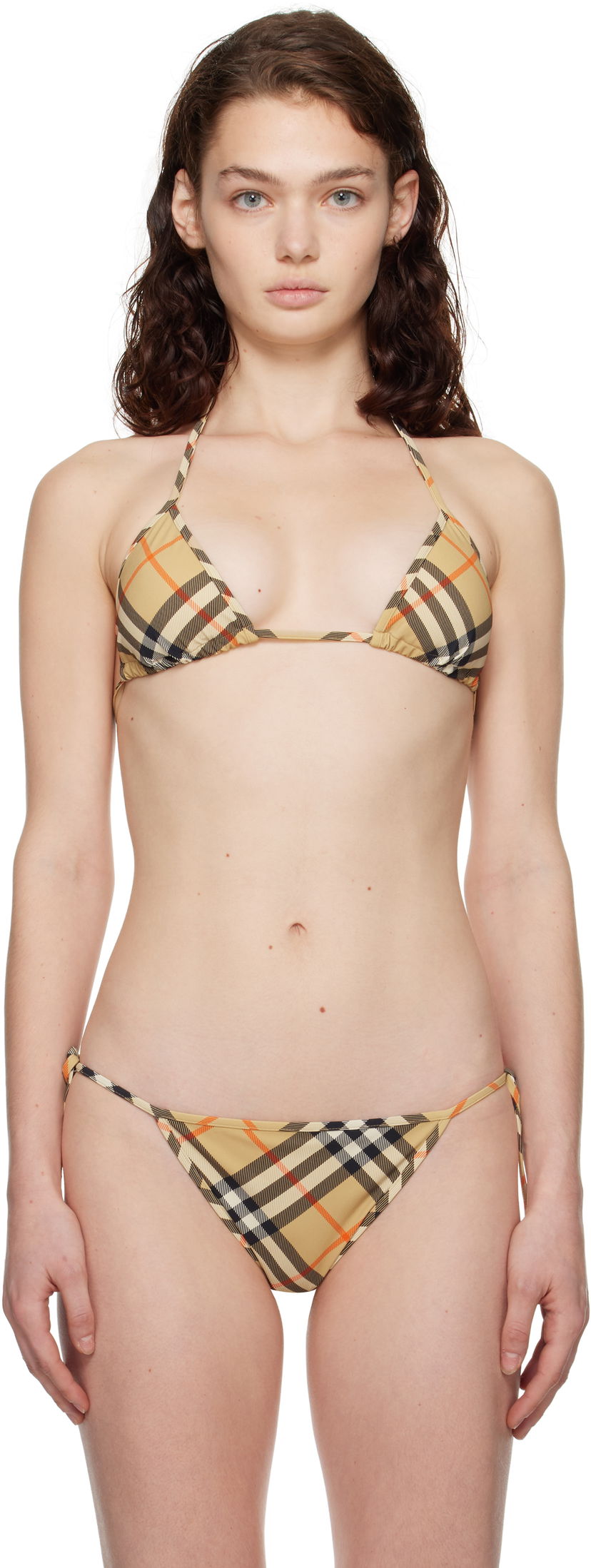 Uimapuvut Burberry Check Print Bikini Top Beige | 8100759