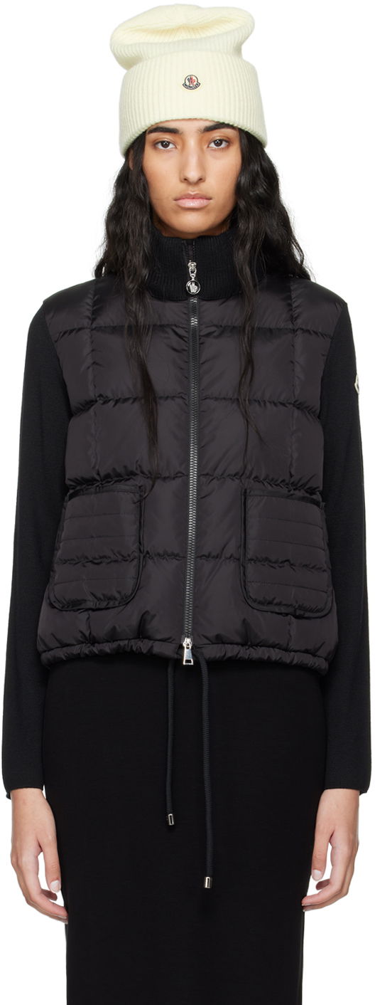Villapaita Moncler Black Paneled Down Cardigan Musta | J20939B00003M1131