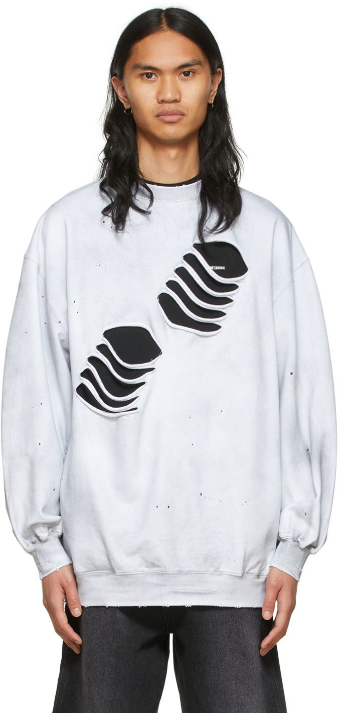 Huppari We11done We11done Men's Distressed Graphic Sweatshirt Valkoinen | WD-TS1-22-713-U-WH