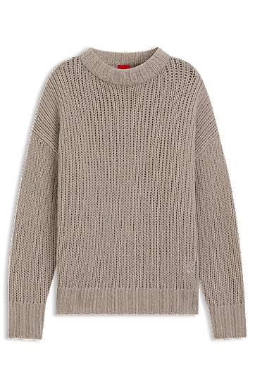Villapaita BOSS Oversized-fit sweater in a wool blend Beige | 50522553