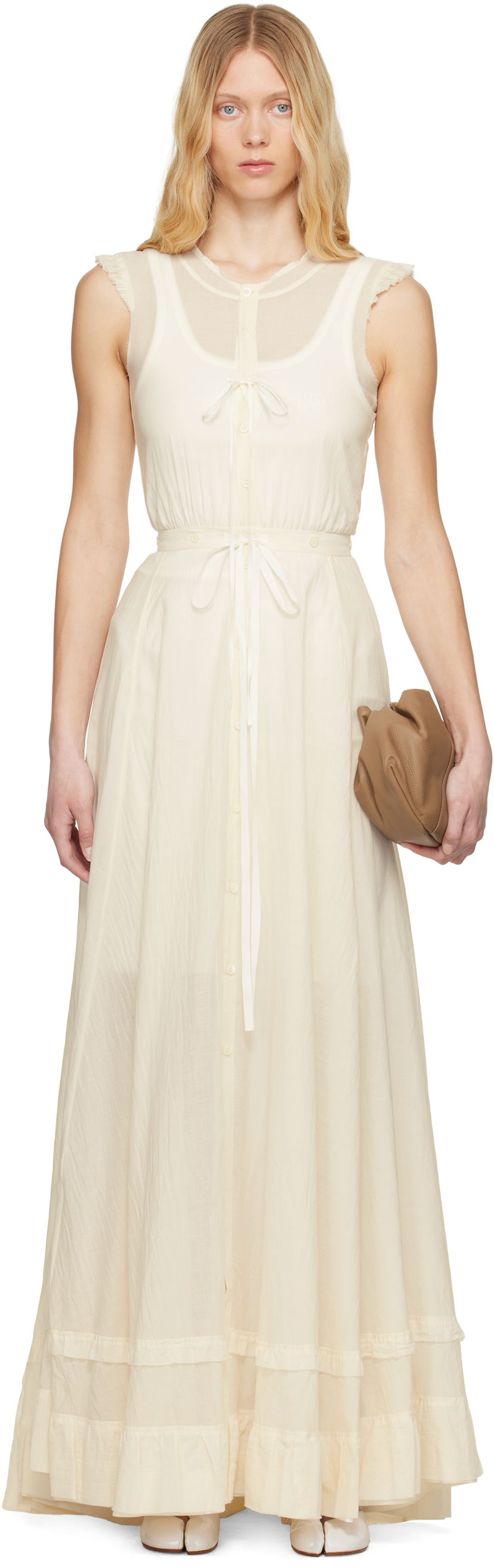 Mekko Maison Margiela MM6 Maison Margiela Cotton Voile Maxi Dress Valkoinen | S62DG0045 M35440