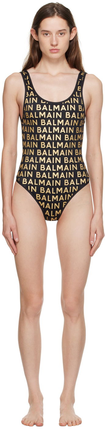 Uimapuvut Balmain Balmain Nylon Glitter One-Piece Swimsuit Musta | BKBGA0700