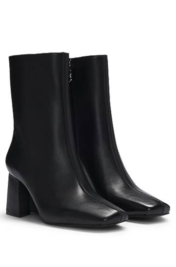 Vaatteet BOSS Leather Ankle Boots with Block Heel Musta | 50531789