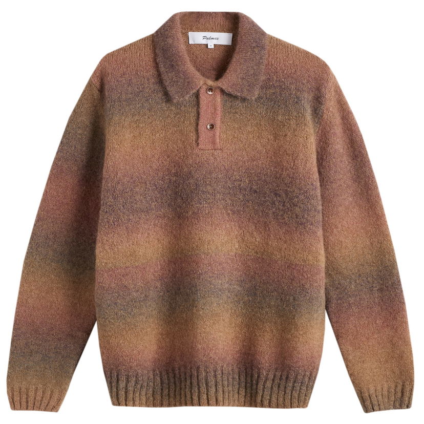 Villapaita Palmes Alpaca Long Sleeve Knit Polo Ruskea | P40-0025-121