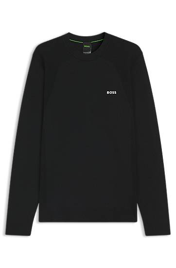 Villapaita BOSS Men's BOSS Body-Mapped Sweater with Contrast Logo Musta | 50541944