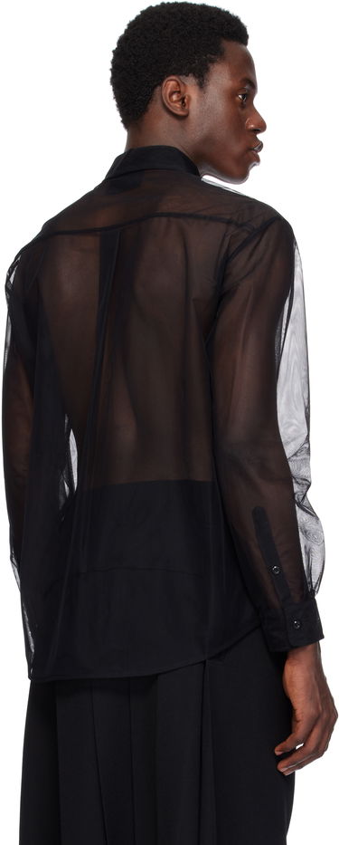 Paita Simone Rocha Simone Rocha Sheer Ruffle Bib Shirt Musta | 5241 0069, 2