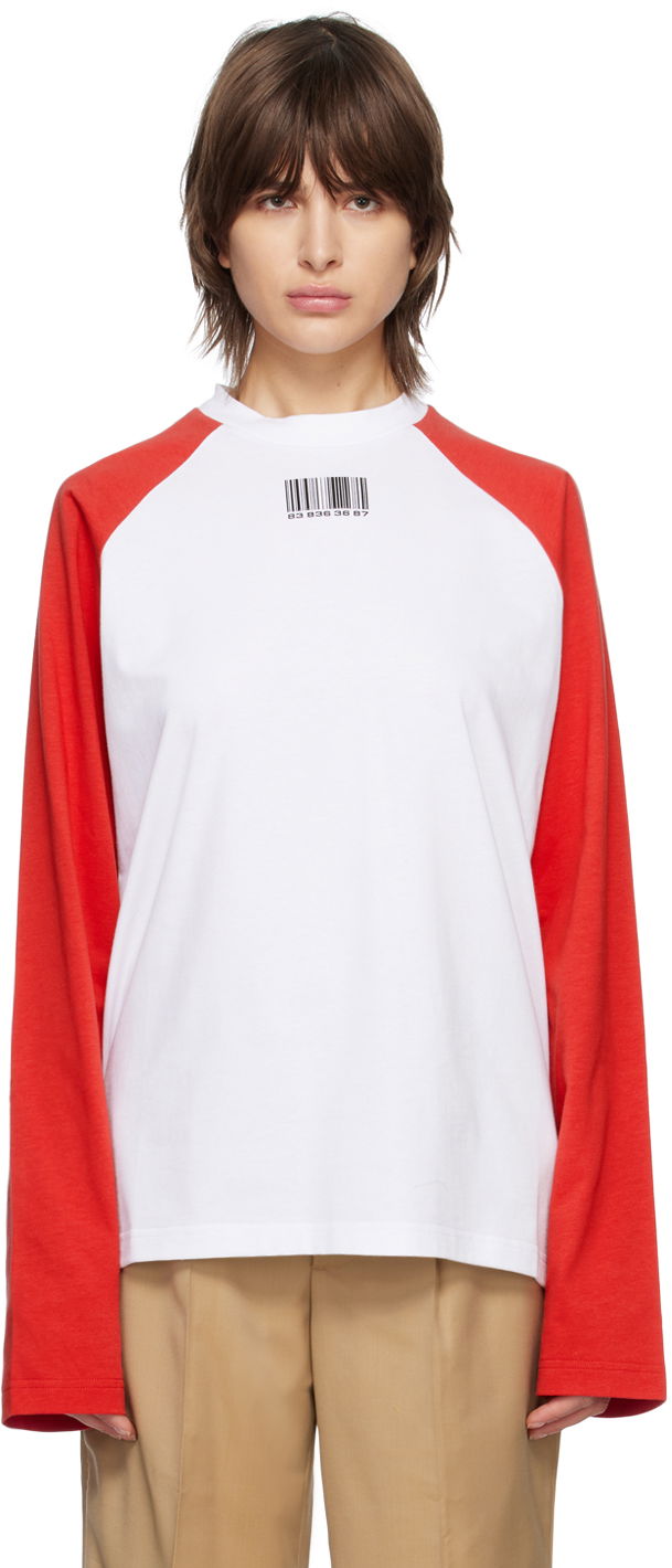 T-paita VETEMENTS Barcode Long Sleeve T-Shirt Valkoinen | VL16LS140R