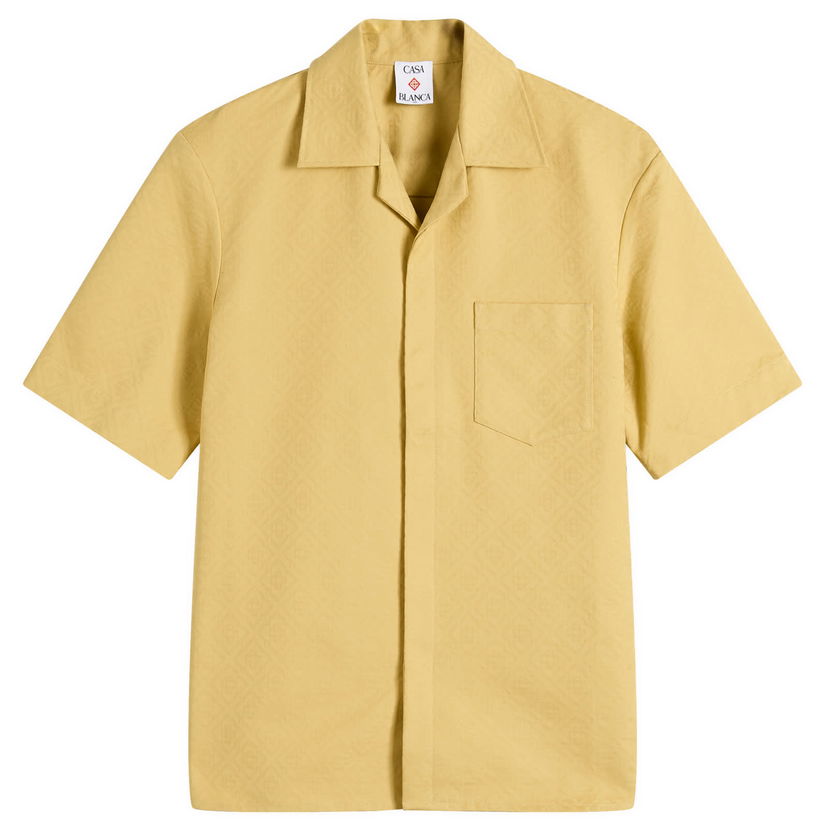 Paita Casablanca Casablanca Jacquard Monogram Short Sleeve Shirt, Size Large Keltainen | MPF25-SH-167-01