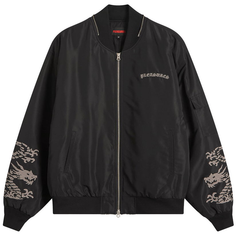 Bomber-takki Pleasures Pleasures Dragon Bomber Jacket Musta | P25SP003-BLK