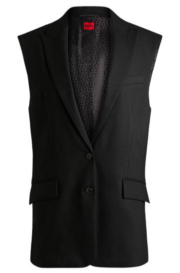 Liivi BOSS Sleeveless Linen-Blend Blazer Musta | 50537621