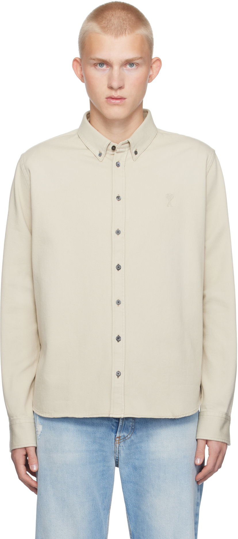 Paita AMI Oxford Shirt Beige | USH060.CO0149