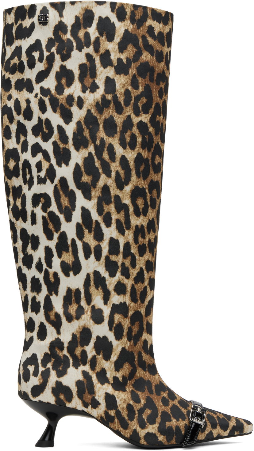 Asusteet GANNI GANNI Slouchy Leopard-Print Kitten Heel Boots Monivärinen | S2877