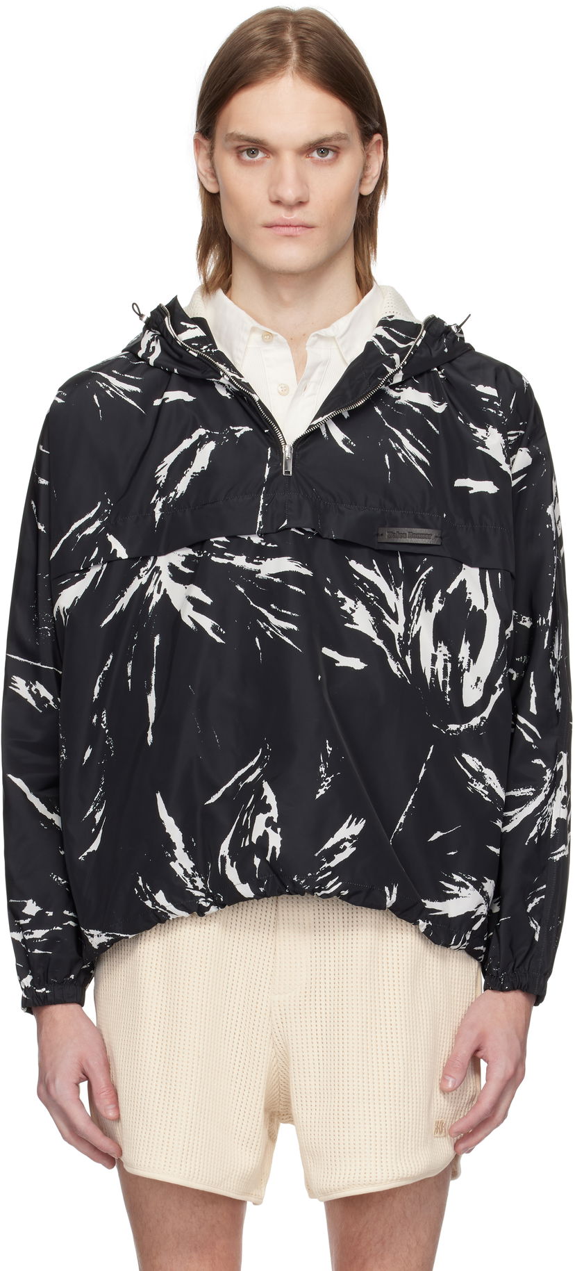 Tuulitakki Wales Bonner Wales Bonner Bloom Print Anorak Musta | MS25JA03-PA01-9900 PRINT NYLON