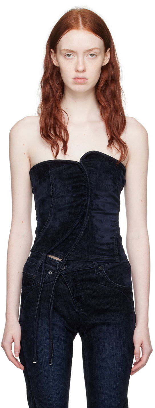 Tankkitoppi Ottolinger Ottolinger Asymmetric Denim Tank Top Tummansininen | 1703410