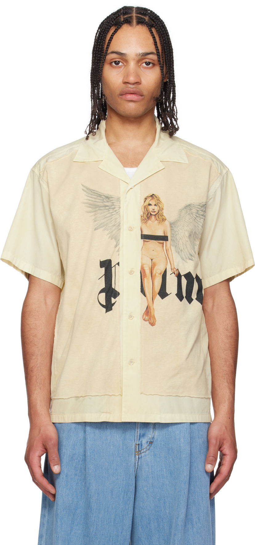 Paita Palm Angels Palm Angels Pin Up Bowling Shirt Keltainen | PMGG008S25FAB0010310