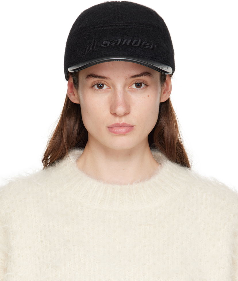Korkki Jil Sander Embroidered Logo Wool Baseball Cap Musta | J03TC0103_JTN308