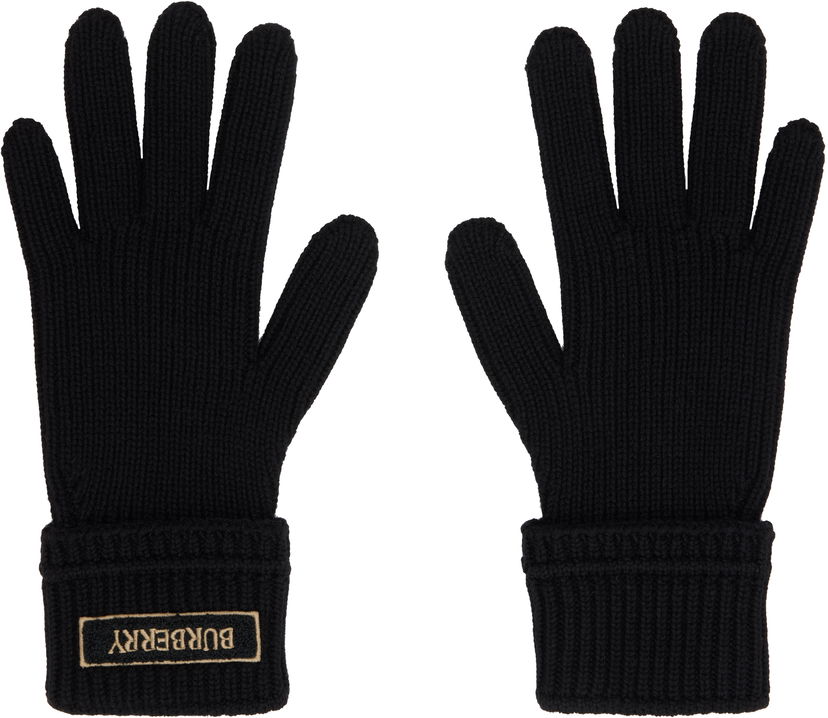 Käsineet Burberry Burberry Wool Gloves with Logo Patch Musta | 8114593