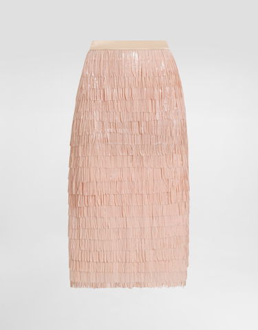 Hame Dolce & Gabbana Dolce & Gabbana Fringed Sequined Midi Skirt Vaaleanpunainen | F4BCFTFLSLRF1218, 0