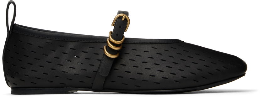Tennarit ja kengät rag & bone rag & bone Spire Perforated Leather Mary Jane Ballerina Flats Musta | WFF25SF1018LE18