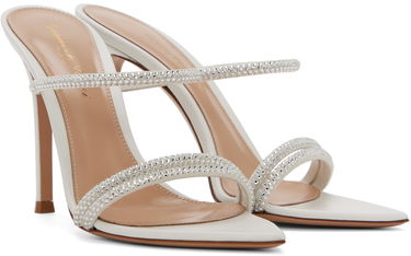 Tennarit ja kengät Gianvito Rossi Cannes Crystal-Embellished Satin Heeled Sandals Valkoinen | G16090.15RIC.XCN, 3