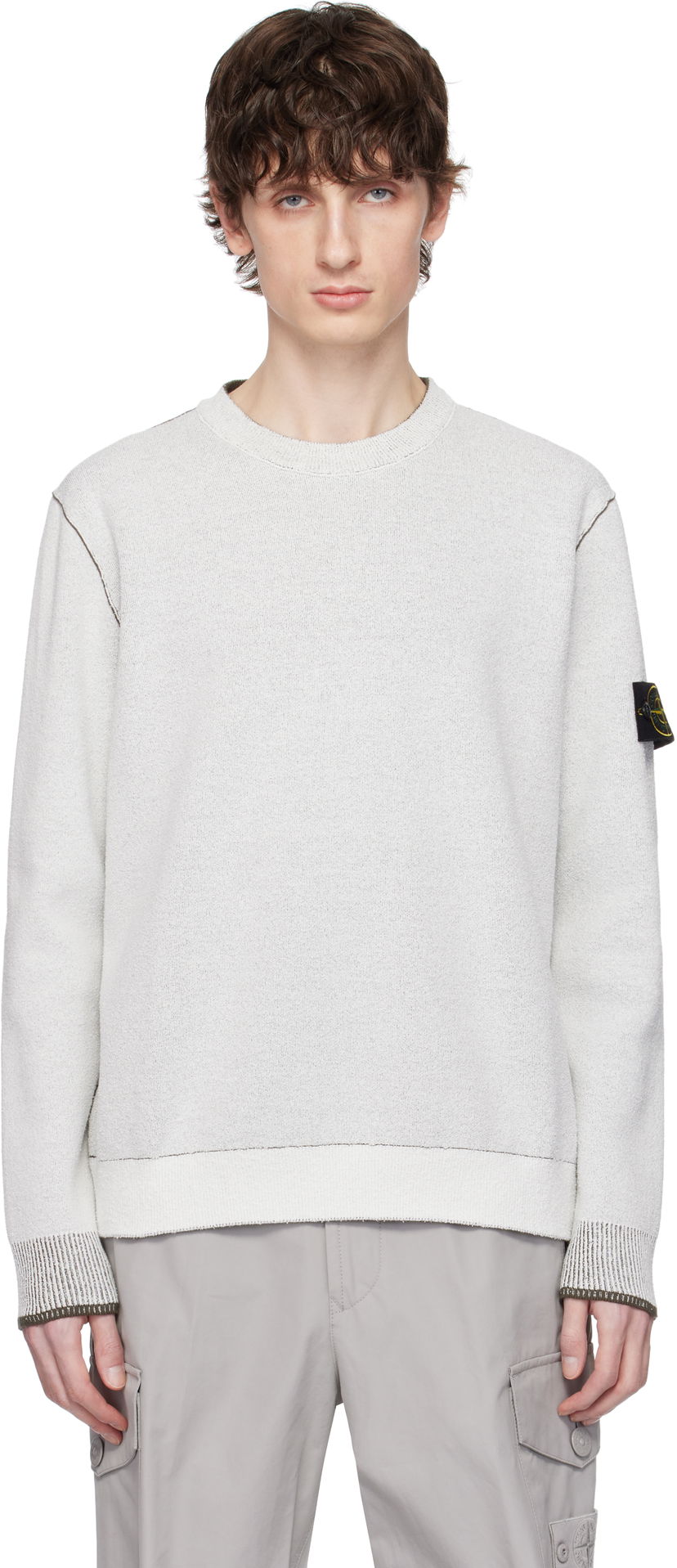 Villapaita Stone Island Stone Island Double Face Cotton & Nylon Sweater Valkoinen | K1S15 5100021 S00D9