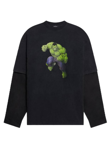 T-paita Balenciaga Hulk 2021x MARVEL Layered T-shirt Musta | 671401TLV631000
