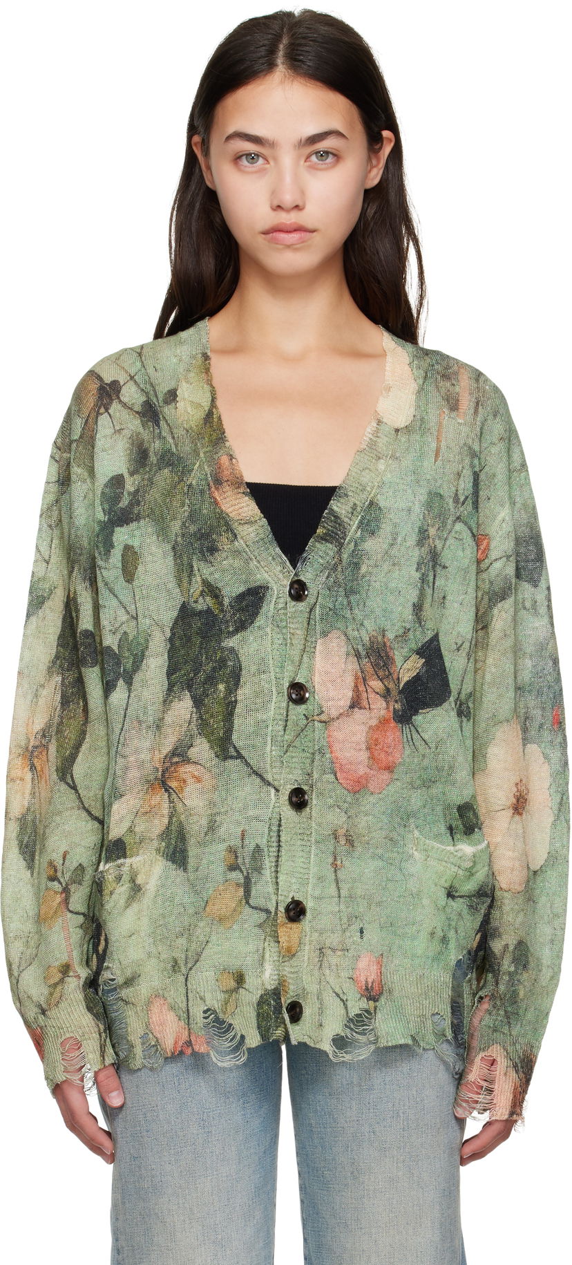 Villapaita R13 R13 Boyfriend Floral Cardigan Vihreä | R13WY200-Y227A