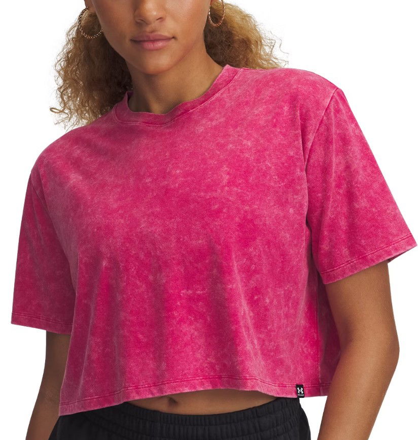 Crop top Under Armour Under Armour Rival Wash Short Sleeve Crop Top Vaaleanpunainen | 1389724-681