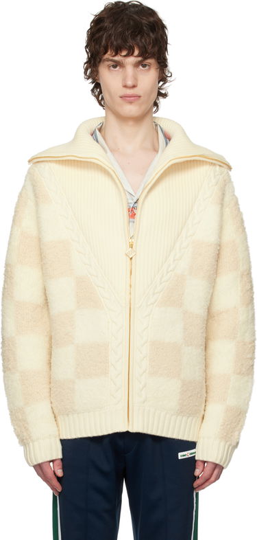 Villapaita Casablanca Casablanca Merino Fleece Zip-Up Jacket Beige | MPS25-KW-851-01, 0