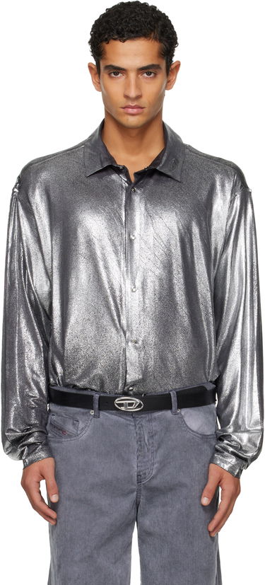 Paita Diesel Foiled Long-Sleeve Button-Up Shirt Metallinen | A19410-0NKCU-9AW, 0