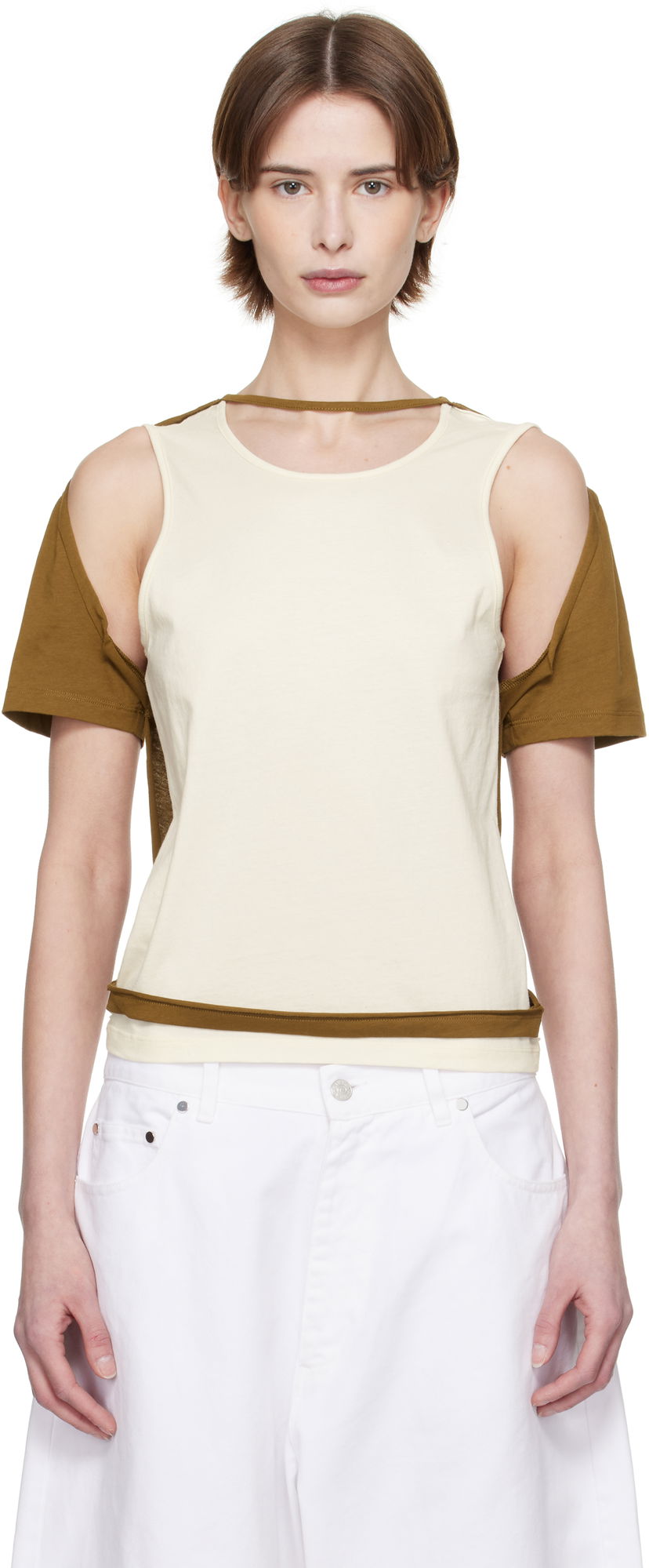 Tankkitoppi Eckhaus Latta Eckhaus Latta Hugging Sleeveless T-Shirt Beige | 1203-EL-PS25-C -