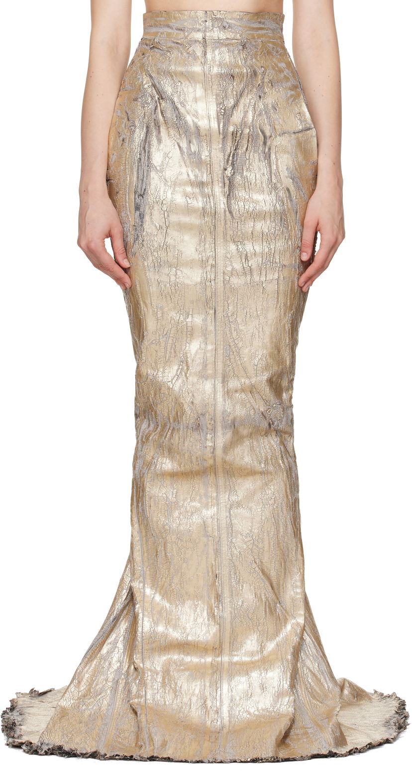 Hame Rick Owens Rick Owens Megacrust Stretch Denim Lido Maxi Skirt Metallinen | RO01E7375 SGMC