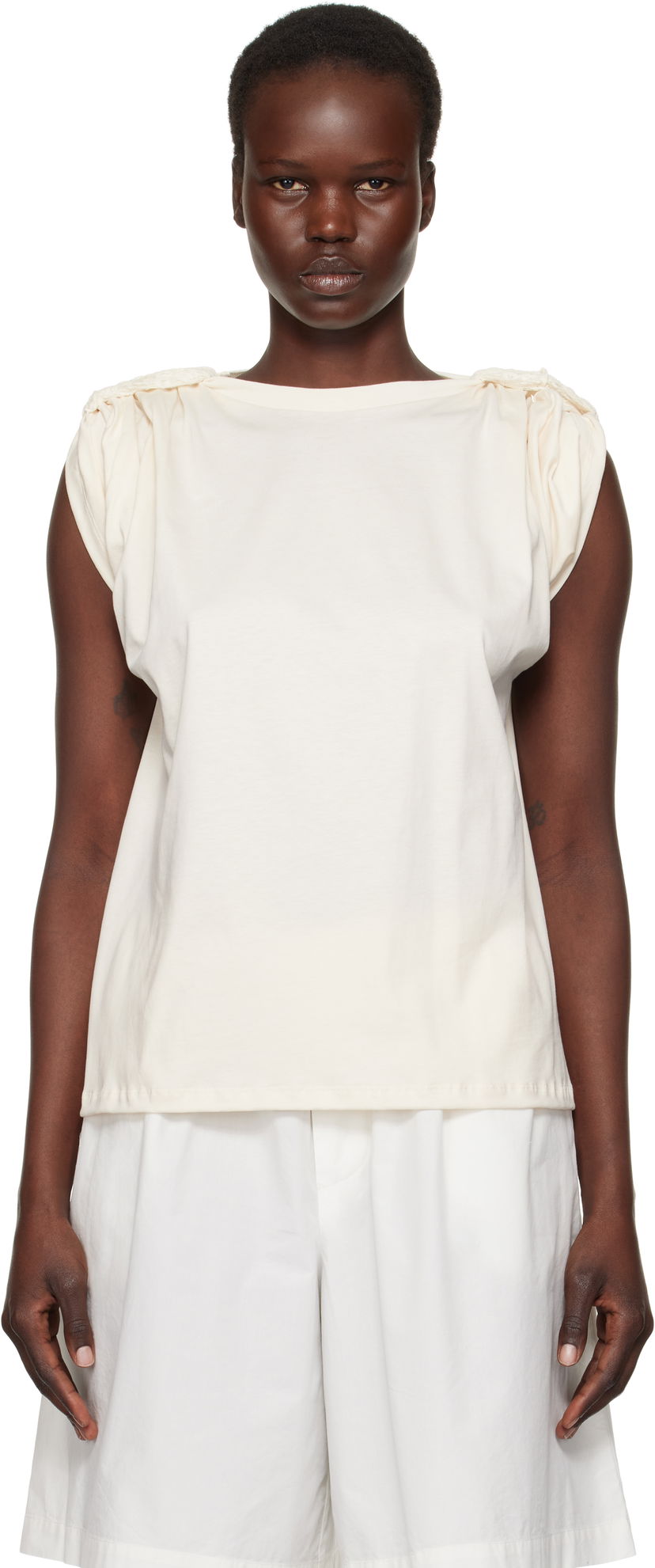 T-paita Baserange Rodo Puff Sleeve T-Shirt Valkoinen | TORO-RC-SP25