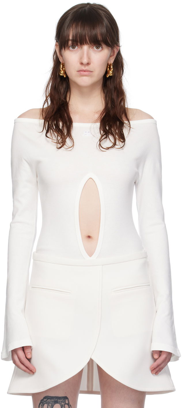 Body Courrèges Off-The-Shoulder Fitted Bodysuit Valkoinen | 224JBD092JS0070