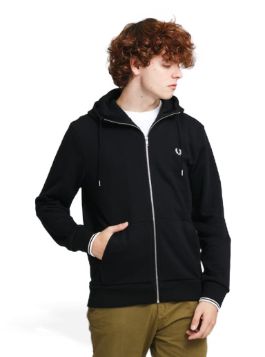 Huppari Fred Perry Hooded Zip Trough Sweatshirt Musta | J7536 198