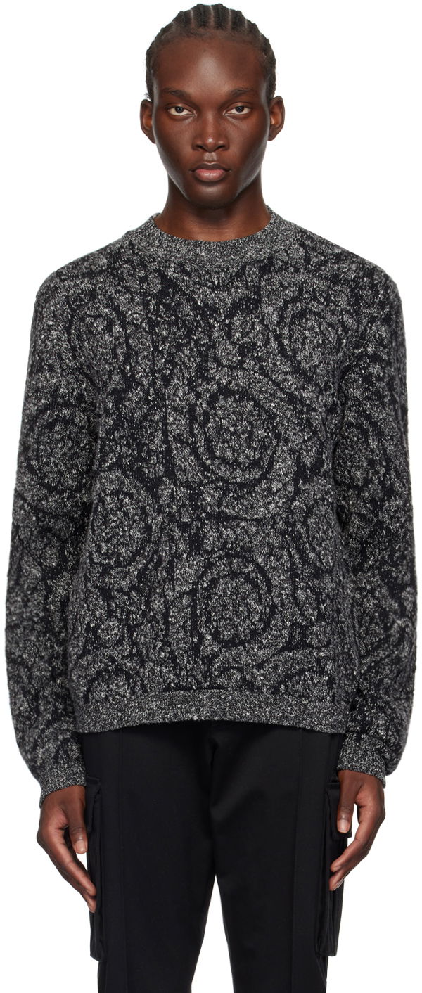 Villapaita Versace Black Barocco Sweater Harmaa | 1016053_1A11189