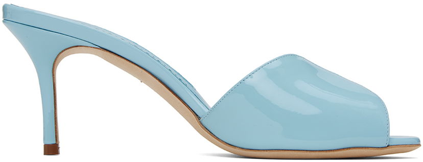 Kengänhoito Manolo Blahnik Manolo Blahnik Houramu Patent Leather Mules Sininen | 123-2332