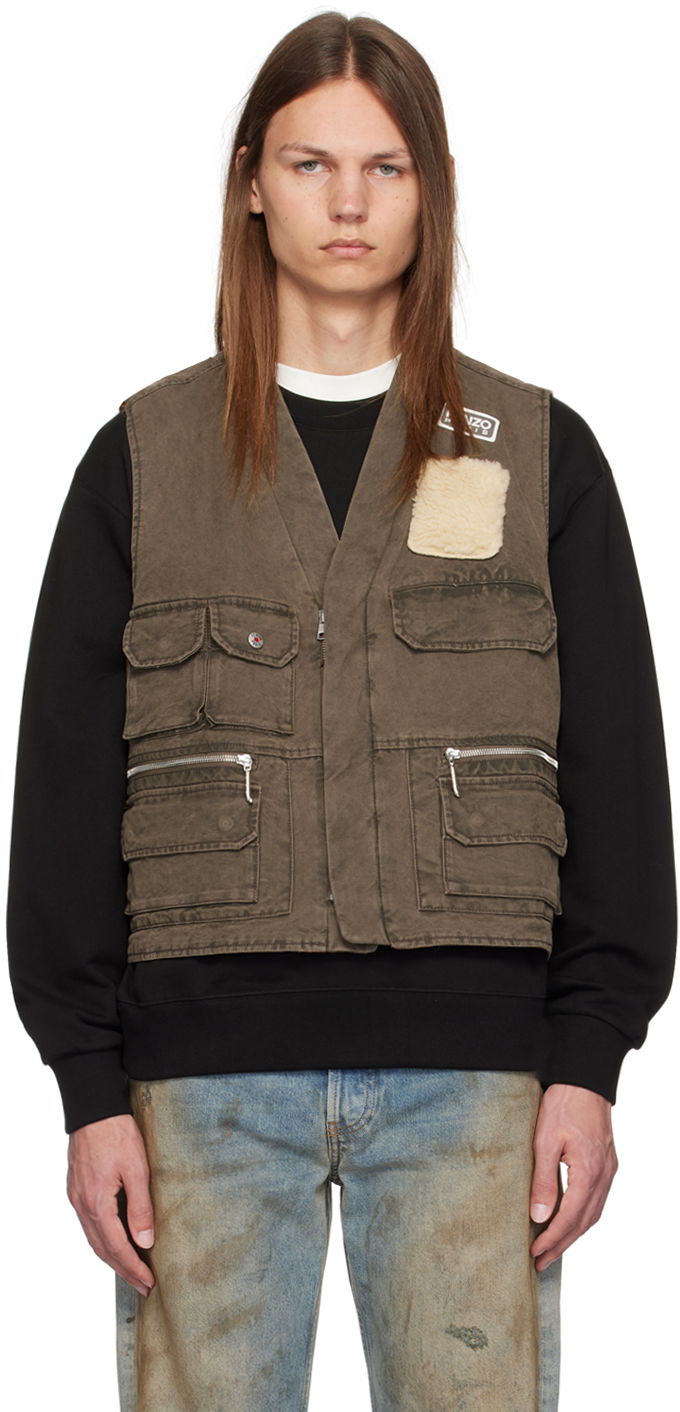 Liivi KENZO Khaki Mutlipocket Vest Ruskea | FE65VE0089GK